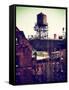 Water Tank on the Roof of Buildings in Manhattan in Winter-Philippe Hugonnard-Framed Stretched Canvas