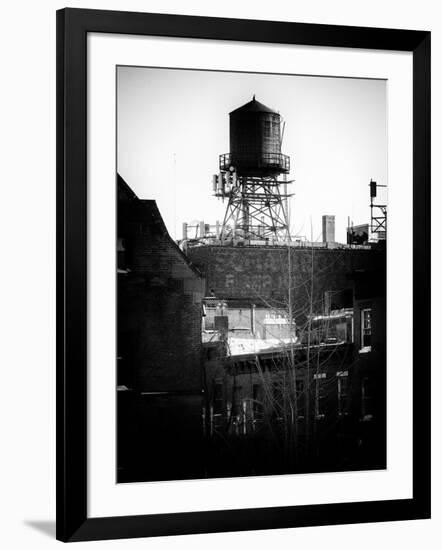 Water Tank on the Roof of Buildings in Manhattan in Winter-Philippe Hugonnard-Framed Photographic Print