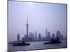 Water Traffic along Huangpu River Passing Oriental TV Tower and Pudong Skyline, Shanghai, China-Paul Souders-Mounted Premium Photographic Print