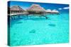 Water Villas in the Ocean with Steps into Turquoise Lagoon-Martin Valigursky-Stretched Canvas