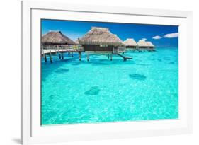 Water Villas in the Ocean with Steps into Turquoise Lagoon-Martin Valigursky-Framed Photographic Print