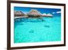 Water Villas in the Ocean with Steps into Turquoise Lagoon-Martin Valigursky-Framed Photographic Print