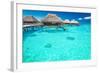 Water Villas in the Ocean with Steps into Turquoise Lagoon-Martin Valigursky-Framed Photographic Print