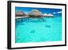 Water Villas in the Ocean with Steps into Turquoise Lagoon-Martin Valigursky-Framed Photographic Print