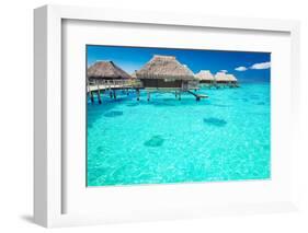 Water Villas in the Ocean with Steps into Turquoise Lagoon-Martin Valigursky-Framed Photographic Print