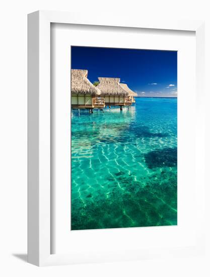 Water Villas over Tropical Coral Reef-Martin Valigursky-Framed Photographic Print