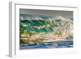 Water Wedge-Super powerful breaking ocean wave, Kauai, Hawaii-Mark A Johnson-Framed Photographic Print