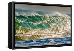 Water Wedge-Super powerful breaking ocean wave, Kauai, Hawaii-Mark A Johnson-Framed Stretched Canvas