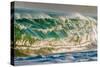 Water Wedge-Super powerful breaking ocean wave, Kauai, Hawaii-Mark A Johnson-Stretched Canvas