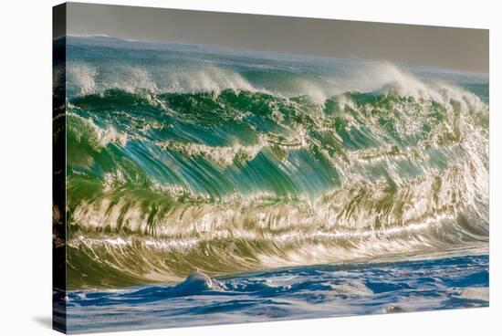Water Wedge-Super powerful breaking ocean wave, Kauai, Hawaii-Mark A Johnson-Stretched Canvas