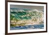 Water Wedge-Super powerful breaking ocean wave, Kauai, Hawaii-Mark A Johnson-Framed Photographic Print