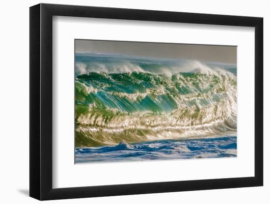 Water Wedge-Super powerful breaking ocean wave, Kauai, Hawaii-Mark A Johnson-Framed Photographic Print