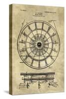 Water Wheel Blueprint Industrial Farmhouse-Tina Lavoie-Stretched Canvas
