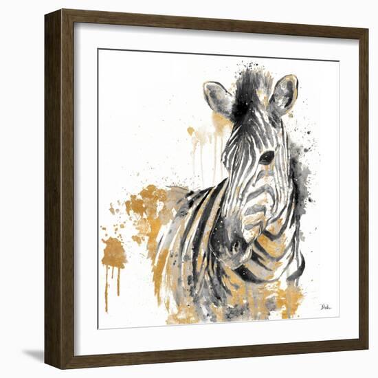 Water Zebra with Gold-Patricia Pinto-Framed Art Print