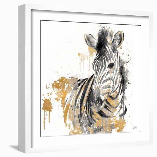 Water Zebra with Gold-Patricia Pinto-Framed Art Print