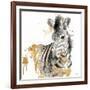 Water Zebra with Gold-Patricia Pinto-Framed Art Print