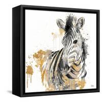 Water Zebra with Gold-Patricia Pinto-Framed Stretched Canvas