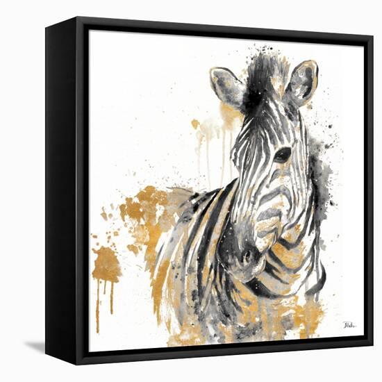 Water Zebra with Gold-Patricia Pinto-Framed Stretched Canvas