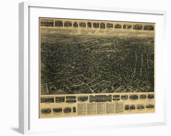 Waterbury, Connecticut - Panoramic Map-Lantern Press-Framed Art Print