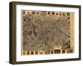 Waterbury, Connecticut - Panoramic Map-Lantern Press-Framed Art Print