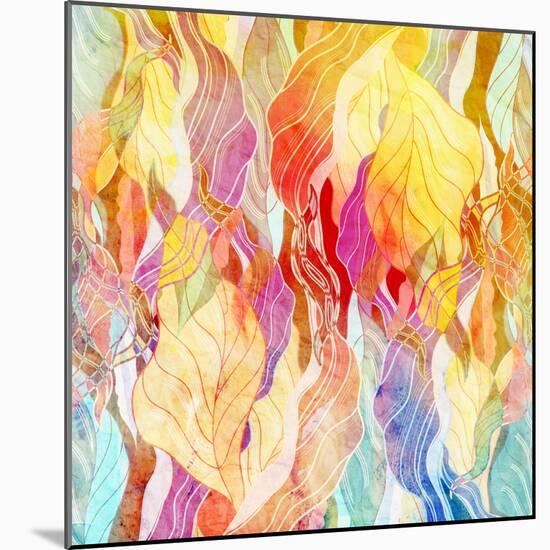Watercolor a Retro Background of Abstract Elements-Tanor-Mounted Art Print
