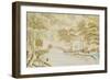 Watercolor and Silk Needlework Pictorial, American or English, circa 1810-null-Framed Giclee Print