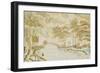 Watercolor and Silk Needlework Pictorial, American or English, circa 1810-null-Framed Giclee Print