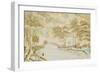 Watercolor and Silk Needlework Pictorial, American or English, circa 1810-null-Framed Giclee Print