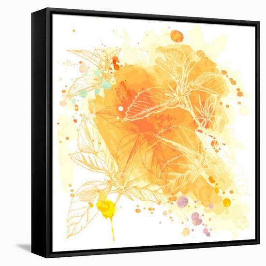 Watercolor And Tropical Flowers - Hibiscus--Vladimir--Framed Stretched Canvas