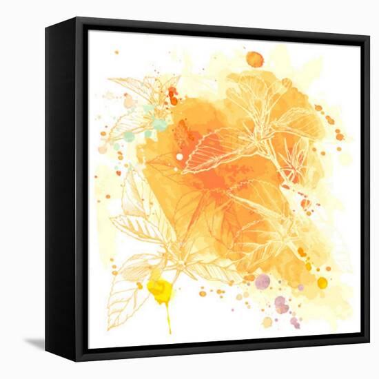 Watercolor And Tropical Flowers - Hibiscus--Vladimir--Framed Stretched Canvas