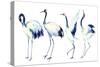Watercolor Asian Crane Bird Set-tanycya-Stretched Canvas
