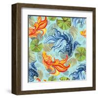 Watercolor Asian Goldfishes-tanycya-Framed Art Print