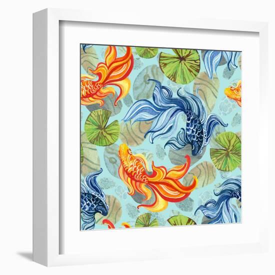 Watercolor Asian Goldfishes-tanycya-Framed Art Print