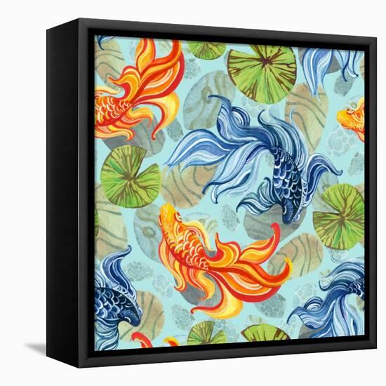 Watercolor Asian Goldfishes-tanycya-Framed Stretched Canvas