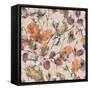 Watercolor Autumn Vintage Background with Twigs, Cotton Flower, Yellow Oak Leaves and Acorns. Botan-depiano-Framed Stretched Canvas