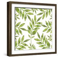 Watercolor Background with Green Fern Branch-Maria Mirnaya-Framed Art Print