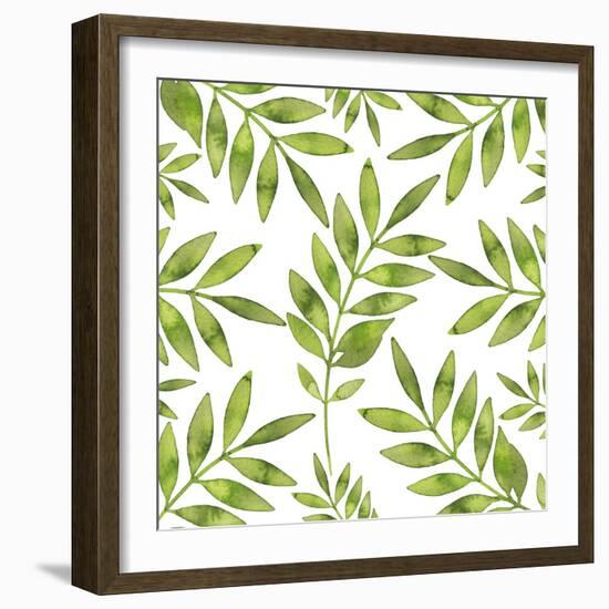 Watercolor Background with Green Fern Branch-Maria Mirnaya-Framed Art Print