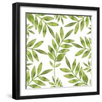 Watercolor Background with Green Fern Branch-Maria Mirnaya-Framed Art Print