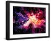 Watercolor Background with Outer Space, Violet and Pink Nebula-Nebula Cordata-Framed Art Print