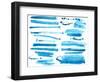 Watercolor Blue / Ink Brush Strokes Collection-Danussa-Framed Art Print