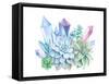 Watercolor Bouquet of Succulents and Gem Stones-Eisfrei-Framed Stretched Canvas