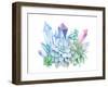 Watercolor Bouquet of Succulents and Gem Stones-Eisfrei-Framed Art Print