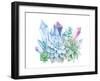 Watercolor Bouquet of Succulents and Gem Stones-Eisfrei-Framed Art Print