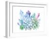 Watercolor Bouquet of Succulents and Gem Stones-Eisfrei-Framed Art Print