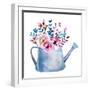 Watercolor Bouquets of Flowers in Pot. Rustic Floral Set in Shabby Chic Style. Country Design.-krisArt-Framed Art Print