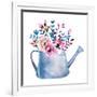 Watercolor Bouquets of Flowers in Pot. Rustic Floral Set in Shabby Chic Style. Country Design.-krisArt-Framed Art Print