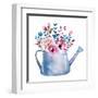 Watercolor Bouquets of Flowers in Pot. Rustic Floral Set in Shabby Chic Style. Country Design.-krisArt-Framed Art Print