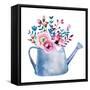 Watercolor Bouquets of Flowers in Pot. Rustic Floral Set in Shabby Chic Style. Country Design.-krisArt-Framed Stretched Canvas