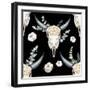 Watercolor Bull Skull Pattern-Eisfrei-Framed Art Print