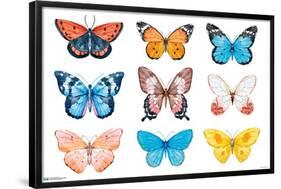 Watercolor Butterflies-Trends International-Framed Poster